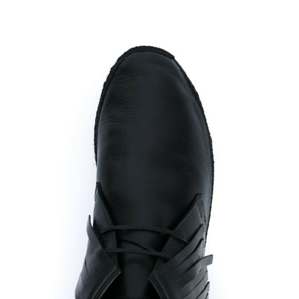 Saint Laurent Men's Black Leather Fringed Mid Top Espadrilles Moccasin 39 US 6 - Picture 4 of 8